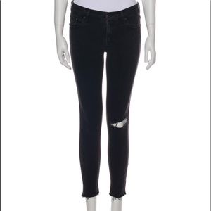 MOTHER Mid-Rise Skinny Leg 27 Black Jeans